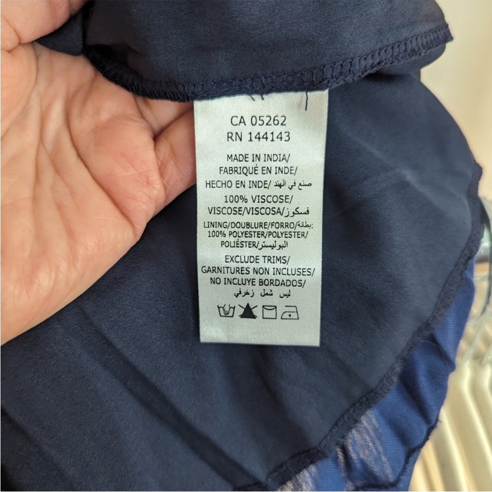 NWT CALIFORNIA MOONRISE Navy Blue Embroidered Dress M - Picture 6 of 8